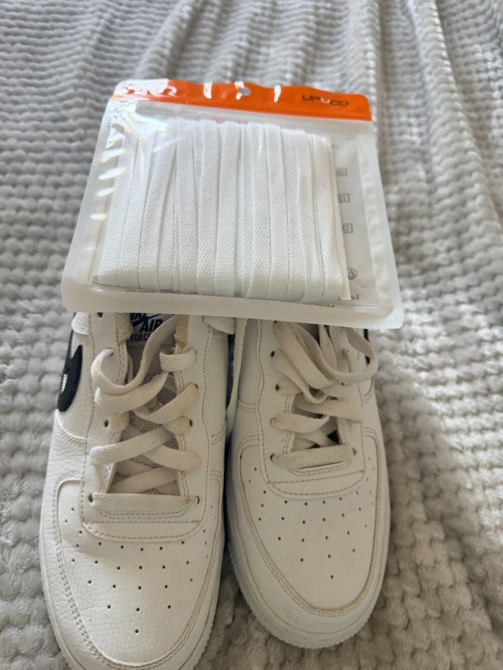 y2k Nike Air Force 1 Low White black Sneakers with new laces - Picture 6 of 16